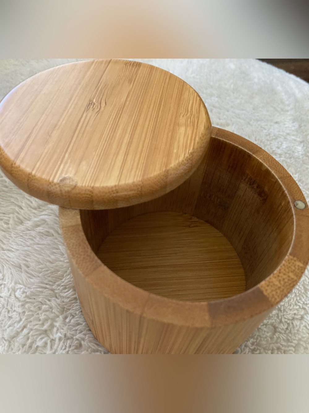 Totally Bamboo salt keeper jar with attached lid